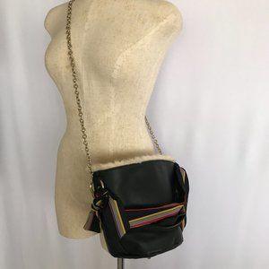 Zara TRF Collection Black Faux Fur Lined Chain Strap Bucket Crossbody Bag